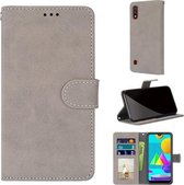 Voor Samsung Galaxy M01 Retro Frosted Horizontale Flip PU lederen tas met houder & kaartsleuven & portemonnee & fotolijst (grijs)