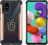 Voor Samsung Galaxy A51 PC + TPU + metalen schokbestendige beschermhoes met ringhouder (goud)