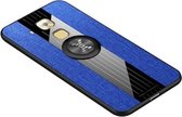 Voor Huawei Maimang 5 XINLI stikdoek Textue schokbestendig TPU beschermhoes met ringhouder (blauw)