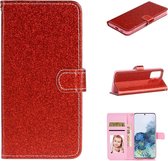 Voor Samsung Galaxy S20 Glitterpoeder Horizontaal Flip Leren Case met Kaartsleuven & Houder & Fotolijst & Portemonnee (Rood)