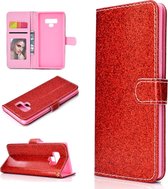 Voor Samsung Galaxy Note 9 Glitterpoeder Horizontaal Flip Leren Case met Kaartsleuven & Houder & Fotolijst & Portemonnee (Rood)