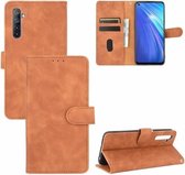 Voor OPPO Realme 6 Effen Kleur Huidgevoel Magnetische Gesp Horizontale Flip Kalfsstructuur PU Lederen Case met Houder & Kaartsleuven & Portemonnee (Bruin)