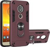 Voor Motorola Moto E5 (EU-versie) / G6 Play 2 in 1 Armor Series PC + TPU beschermhoes met ringhouder (wijnrood)