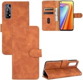 Voor OPPO Realme Narzo 20 Pro Effen kleur Huidgevoel Magnetische gesp Horizontale flip-kalftextuur PU lederen tas met houder & kaartsleuven & portemonnee (bruin)