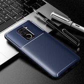 Voor Xiaomi Redmi Note9 Carbon Fiber Texture Shockproof TPU Case (Blauw)