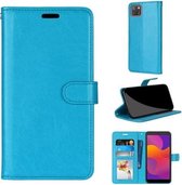 Voor Huawei Y5p & Honor 9S Pure Kleur Horizontale Flip PU lederen hoes met houder & kaartsleuven & portemonnee & fotolijst (blauw)