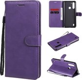 Voor Motorola Moto G8 Power Lite Effen Kleur Horizontale Flip Beschermende Leren Case met Houder & Kaartsleuven & Portemonnee & Fotolijst & Lanyard (Paars)