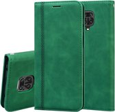 Voor Geschikt voor Xiaomi Redmi Note 9S Frosted Business Magnetische horizontale flip PU lederen tas met houder en kaartsleuf en lanyard (groen)