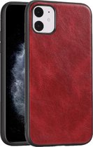Voor iPhone 11 Crazy Horse Textured kalfsleer PU + PC + TPU Case (rood)