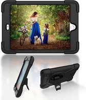 Voor iPad Mini 3 & 2 & 1 schokbestendige kleurrijke siliconen + pc-beschermhoes met houder en handgreepriem (zwart)