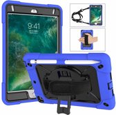 Voor iPad Mini 5/4 contrastkleurige siliconen + pc-combinatiebehuizing met houder (donkerblauw + zwart)