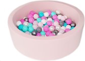 Ballenbad 90x30cm inclusief 200 ballen - Roze: wit, parel, grijs, zilver