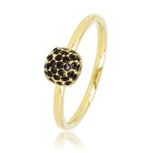 My Bendel - Mooie ring goud met zwarte zirkonia stenen - Fijne ring met zwarte zirkonia stenen, gemaakt van mooi blijvend edelstaal - Met luxe cadeauverpakking