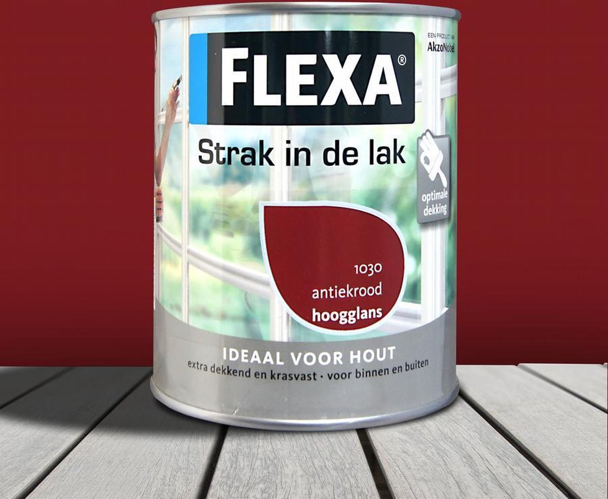 Flexa Strak In De Lak Alkyd Hoogglans Antiekrood 1030 - Lakverf - Dekkend - Buiten - Terpentine basis