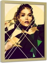 Foto in frame ,  Portret van een Vrouw ,70x100cm , multikleur , wanddecoratie
