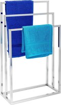 Relaxdays porte-serviettes en acier inoxydable, 3 barres, autoportant, porte-serviettes support pour serviettes