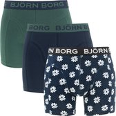Björn Borg boxershorts Core (3-pack) - groen - blauw en gebloemd -  Maat: S
