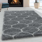 Flycarpets Azure Vloerkleed Grijs - Berber Motief - Hoogpolig - 80x150 cm