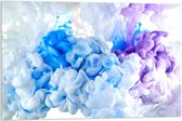 Acrylglas - Wit, Blauwe en Paarse Rook - 90x60cm Foto op Acrylglas (Met Ophangsysteem)