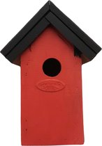 Houten vogelhuisje/nestkastje 22 cm - in het zwart/rood maken - Dhz schilderen pakket - 2x tubes verf en kwasten