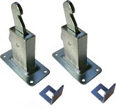 4x stuks deurvastzetter / deurvastzetters staal verzinkt wandmodel met opvangoog - 12 x 6 x 15 cm -montage aan wand