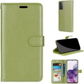 Voor Samsung Galaxy S21 + 5G Pure Color Horizontale Flip PU lederen tas met houder & kaartsleuven & portemonnee & fotolijst (groen)