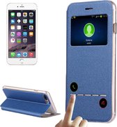 Voor iPhone 8 Plus & 7 Plus horizontale flip lederen tas met oproepweergave ID & houder (blauw)