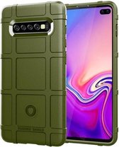 Schokbestendige beschermhoes met volledige dekking siliconen hoesje voor Galaxy S10 + (legergroen)