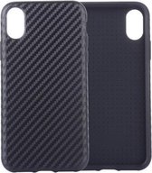 PU-hoesje met koolstofvezeltextuur voor iPhone X / XS (zwart)