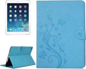 Voor iPad Air 2 Geperst Bloemen Vlinderpatroon Horizontale Flip PU-lederen Case met Magnetische Gesp & Houder & Kaartsleuven & Portemonnee (Blauw)