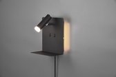 TRIO ELEMENT - Wandlamp - Mat zwart - SMD LED - USB oplaadfuctie voor telefoon - Binnenverlichting