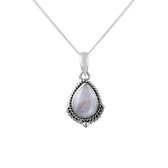Ketting dames | Zilveren ketting met hanger, maansteen