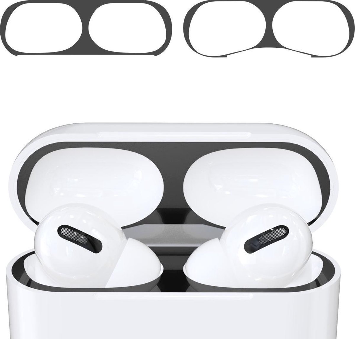 kwmobile anti-stof sticker voor Apple AirPods Pro - Stofbeschermer in zwart