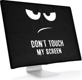 Housse kwmobile pour moniteur 27-28" - Housse de protection pour écran - Design Don't Touch My Screen - blanc / noir