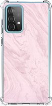 Smartphone hoesje Geschikt voor Samsung Galaxy A52 4G/5G Telefoonhoesje met tekst met transparante rand Marble Pink