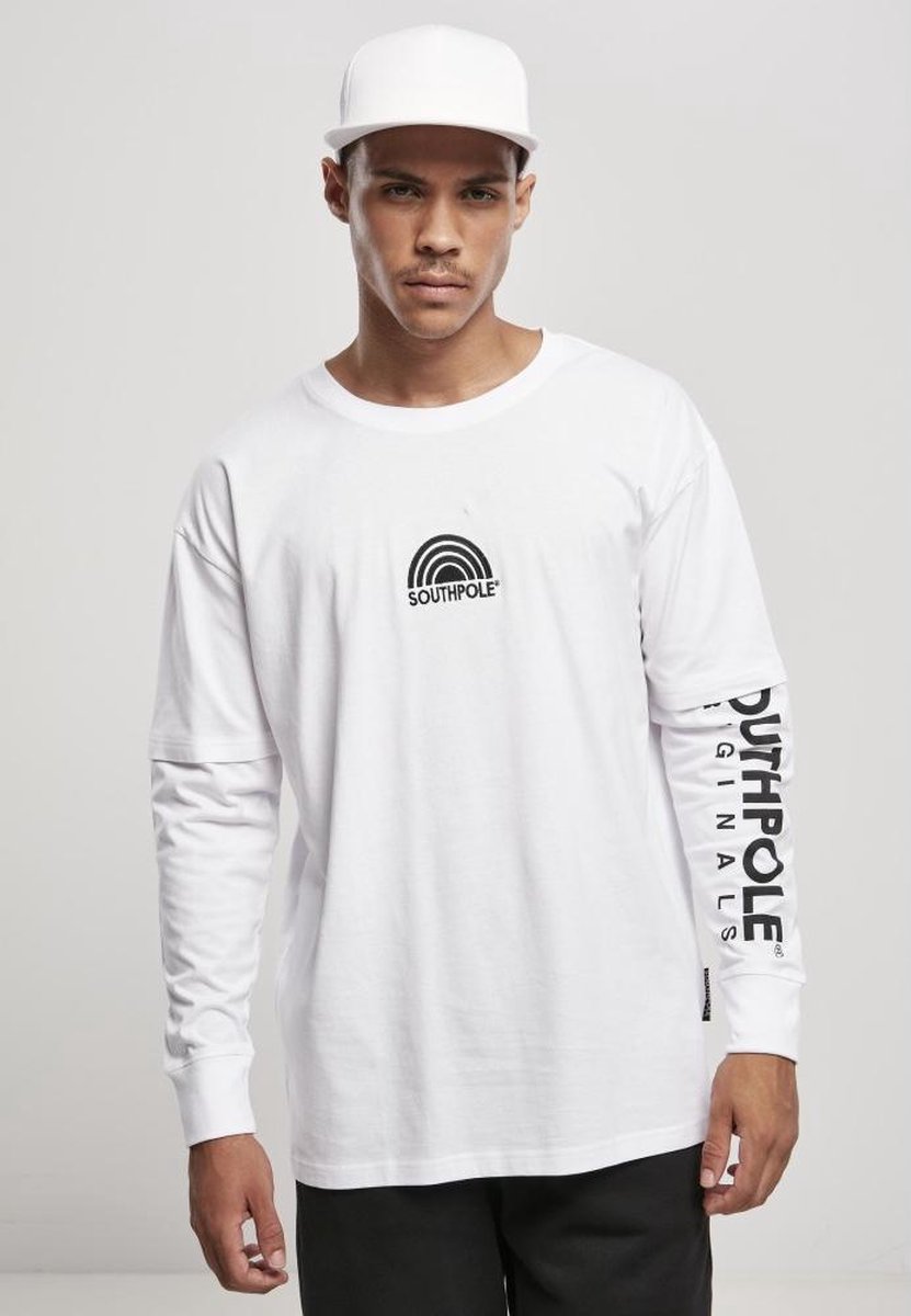 Southpole - Basic Double Sleeve Mens Tshirt - XL - Wit