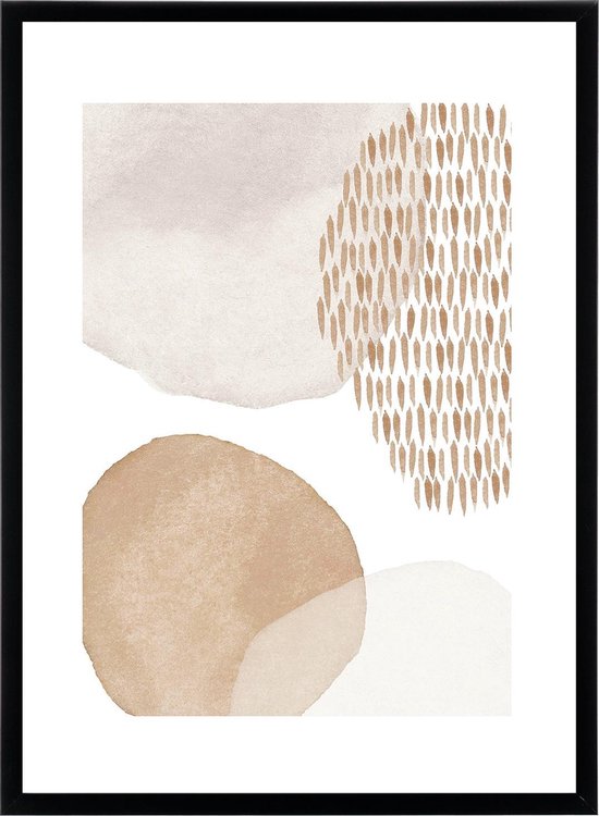 Poster Abstract Waterverf Design Aquarel - Roze, Bruin en Goud - Watercolor - 50x70 cm