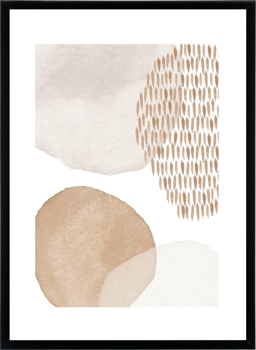 Esque Poster Abstract Waterverf Design Aquarel - Roze, Bruin en Goud - Watercolor - 50x70 cm Roze | Bruin | Goud