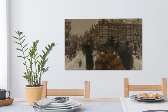 Le Pont Singel à la Paleisstraat à Amsterdam - Peinture de George Hendrik Breitner Toile 90x60 cm - Tirage photo sur toile (Décoration murale salon / chambre)