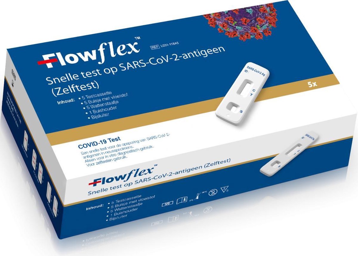 5 stuks FLOWFLEX ZELFTEST SINGLE PACKED corona ( covid 19 ) corona zelftest / sneltest 5 STUKS - Sars-CoV-2 Antigen Rapid Test 5 Stuks op De Prijzenvolger