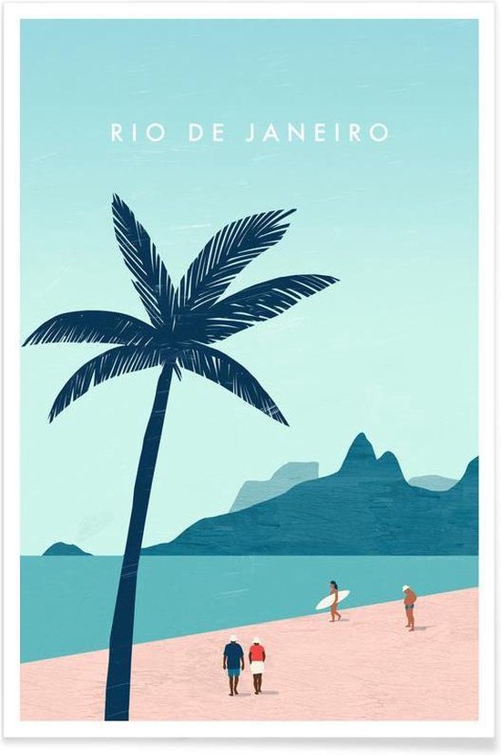 JUNIQE - Poster Rio De Janeiro - retro -30x45 /Turkoois