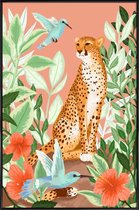 JUNIQE - Poster in kunststof lijst Tropic Cheetah -30x45 /Groen &