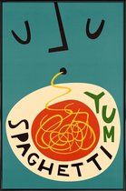 JUNIQE - Poster in kunststof lijst Yum Spaghetti -40x60 /Rood &