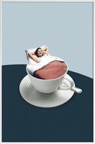 JUNIQE - Poster in kunststof lijst Morning Rituals -20x30 /Blauw & Wit