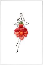 JUNIQE - Poster in kunststof lijst Strawberries -30x45 /Rood & Wit