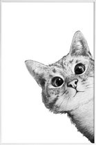 JUNIQE - Poster in kunststof lijst Sneaky Cat illustratie -30x45