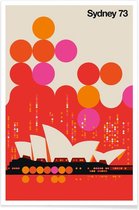 JUNIQE - Poster Vintage Sydney 73 rood -40x60 /Oranje & Rood