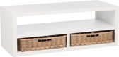 J-Line Salontafel Rechthoek+2 Manden Hout Wit - 120 x 50 x 45 cm