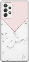 Leuke Telefoonhoesjes - Hoesje geschikt voor Samsung Galaxy A52 5G - Marmer roze grijs - Soft case - TPU - Marmer - Roze