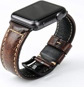 Strapb® Apple Watch leren Bandje - bruin - Iwatch maten: 38mm / 40mm / 41mm